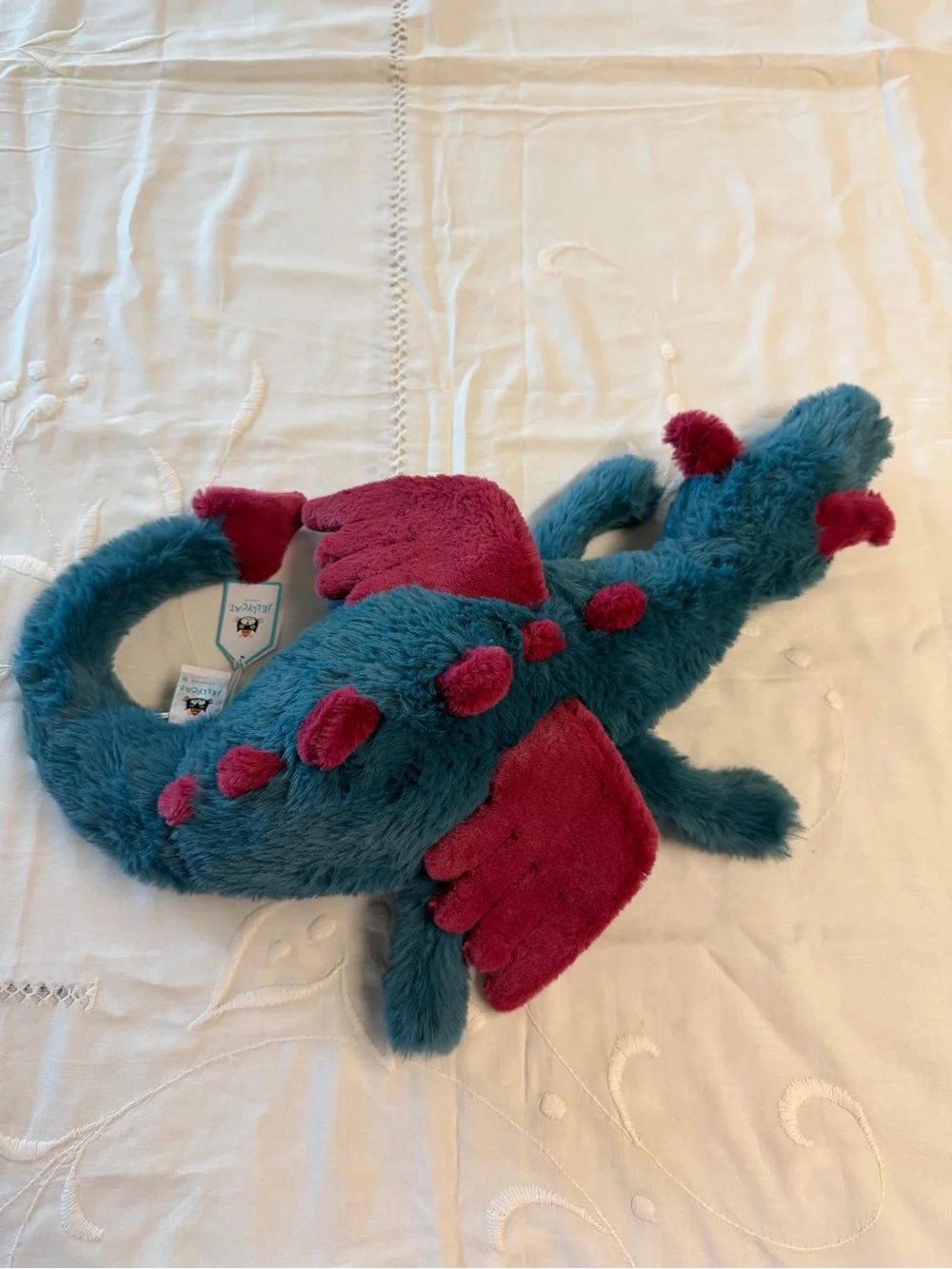 Jellycat Dexter Dragon Medium 20” DEX2DD Teal Red Plush NWT w/ Dust Bag